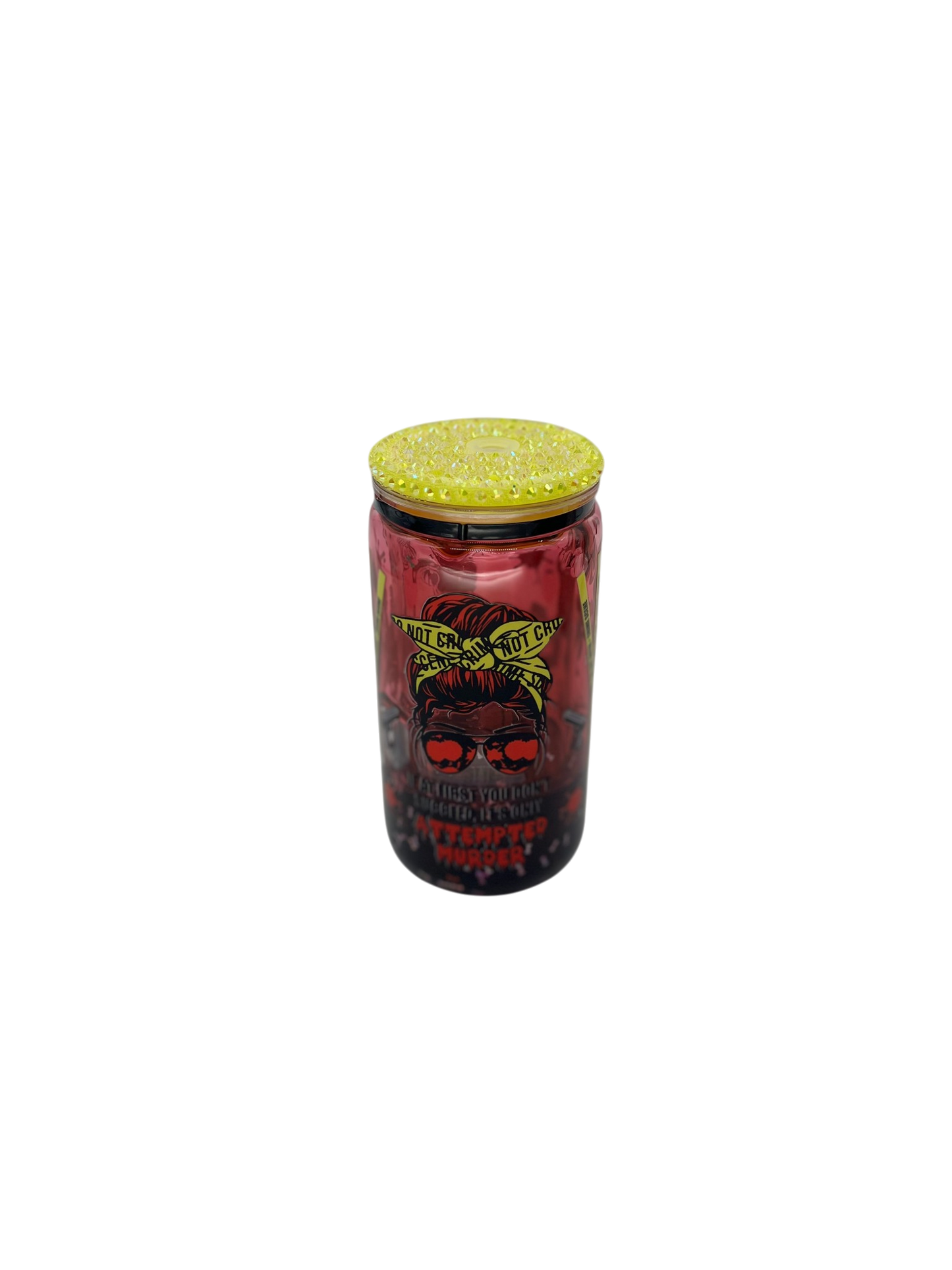 Crime Scene "Attempted Murder" 16ozAcrylic Mason Jar Tumbler