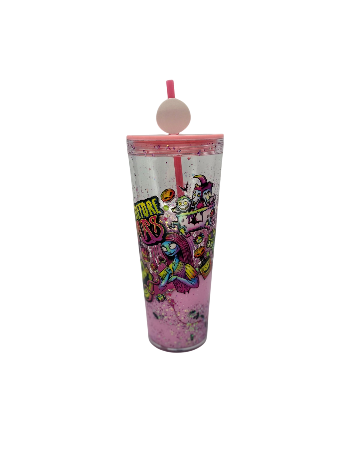 Nightmare Before Christmas Pink Lava 24oz Acrylic Tumbler with Jack Skellington Straw Topper