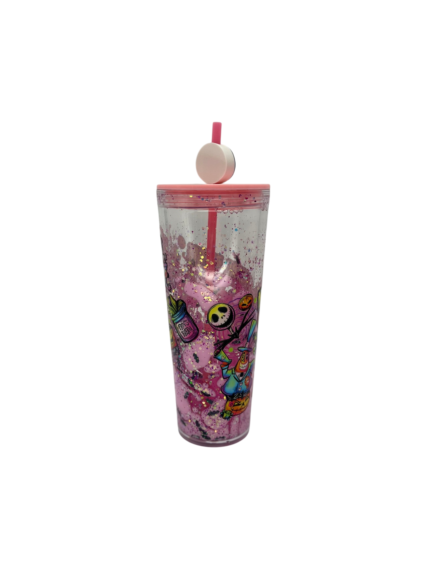 Nightmare Before Christmas Pink Lava 24oz Acrylic Tumbler with Jack Skellington Straw Topper